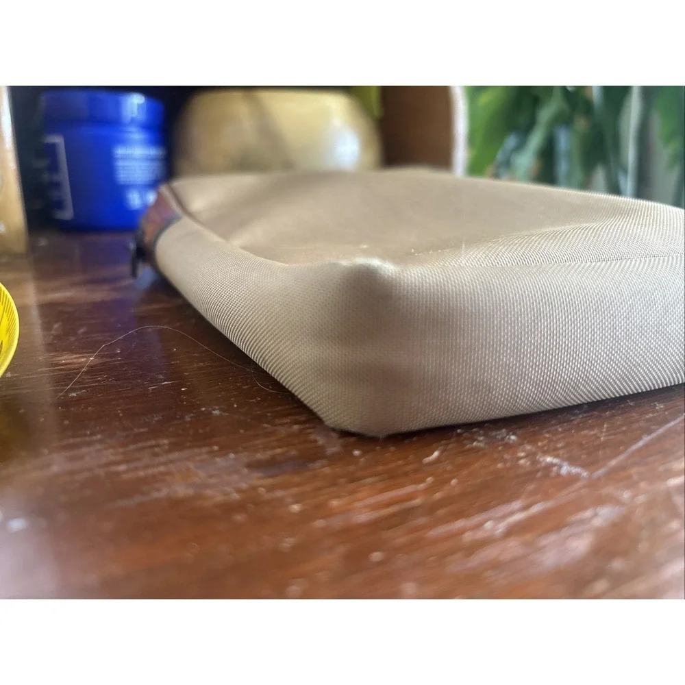 Lancel‎ Paris Unisex Tan Nylon Clutch Travel Bag Vintage Rare